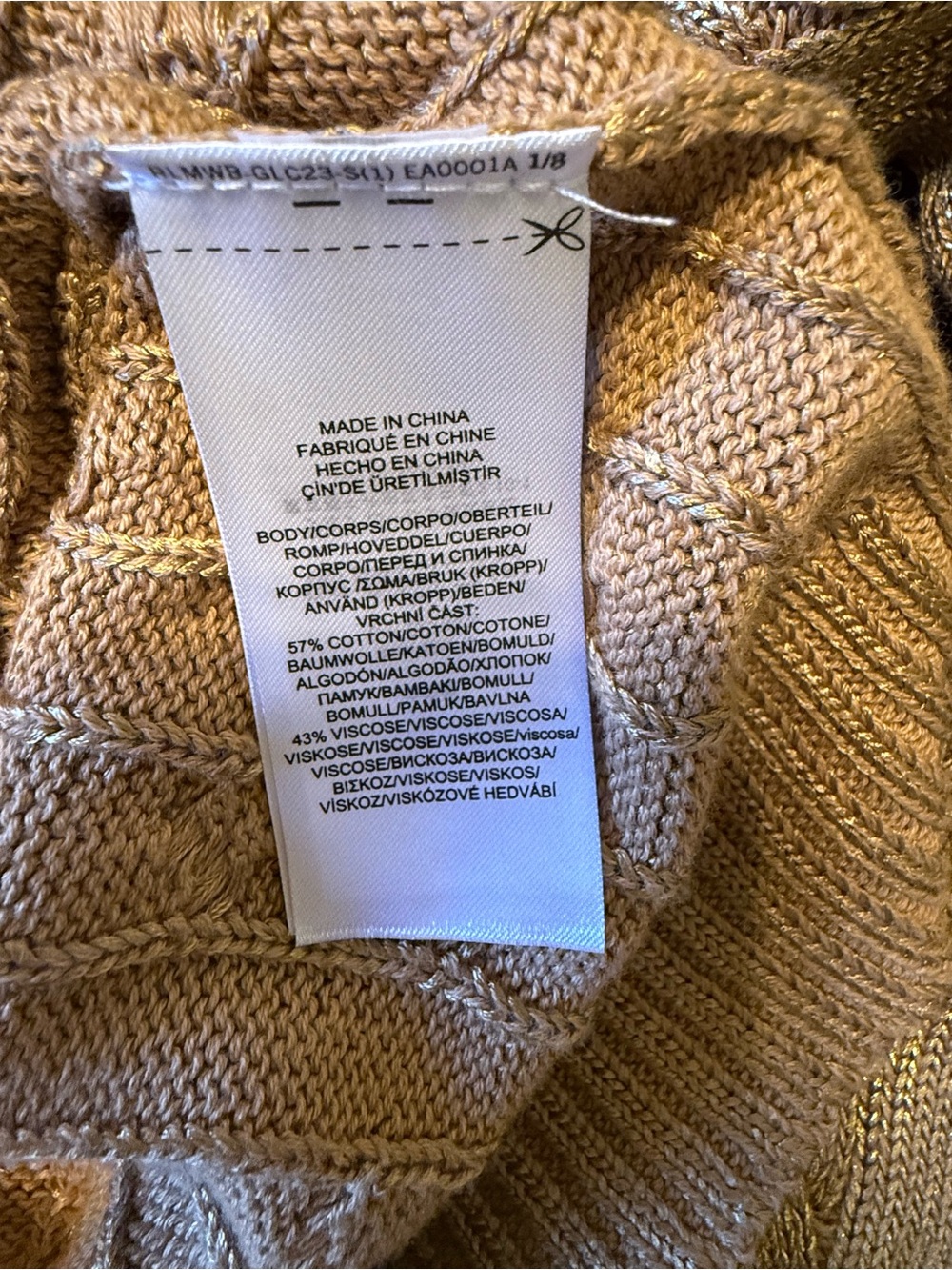 Ralph Lauren Metallic Cable-Knit Crewneck Sweater - Gold - Picture 6 of 6